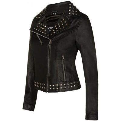 Infinity Leather Damen Gothic Biker-Lederjacke - Schwarz - EU 42 / UK 14 Infinity Leather Damen Gothic Biker-Lederjacke - Schwarz - EU 42 / UK 14