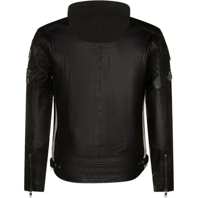 Infinity Leather Herren Schwarze Bikerkapuze aus Leder Racing Moto Jacke S Infinity Leather Herren Schwarze Bikerkapuze aus Leder Racing Moto Jacke S