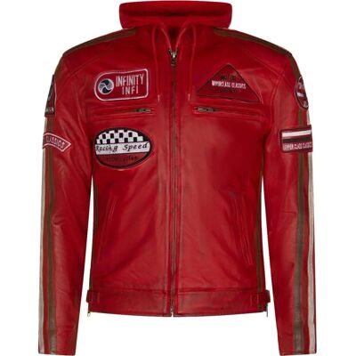 Infinity Leather 3XL Rode Racehood Motorjacket - Motorcycle Jacket Infinity Leather 3XL Rode Racehood Motorjacket - Motorcycle Jacket