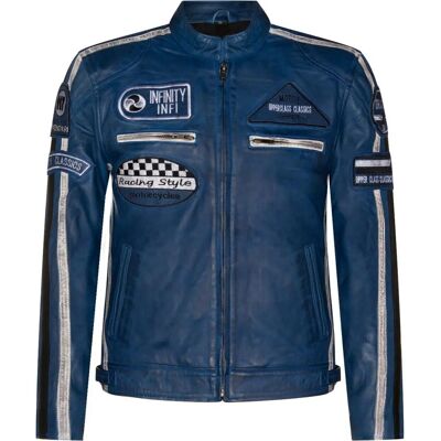 Infinity Leather Blue Nappa Racing Biker Jacket - Portland - 3XL - Mens Leather Motorcycle Coat Infinity Leather Blue Nappa Racing Biker Jacket - Portland - 3XL - Mens Leather Motorcycle Coat