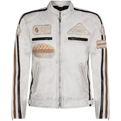 Infinity Leather 2XL Weiß Leder Motorradjacke - Biker-Design Infinity Leather 2XL Weiß Leder Motorradjacke - Biker-Design