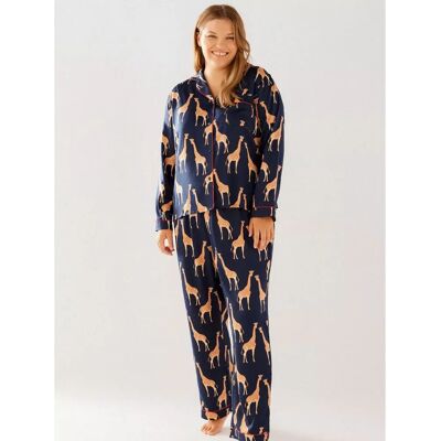 Chelsea Peers Long Satin Giraffe Print Pyjama Set - Pyjama Set Chelsea Peers Long Satin Giraffe Print Pyjama Set - Pyjama Set