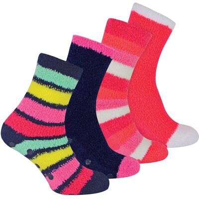 Sock Snob Felroze 4 Paar Thermische Bed Socks met Grips Sock Snob Felroze 4 Paar Thermische Bed Socks met Grips