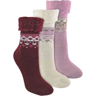 Sock Snob Damen Wollsocken im nordischen Design - 3er-Pack - UK 4-8 Sock Snob Damen Wollsocken im nordischen Design - 3er-Pack - UK 4-8