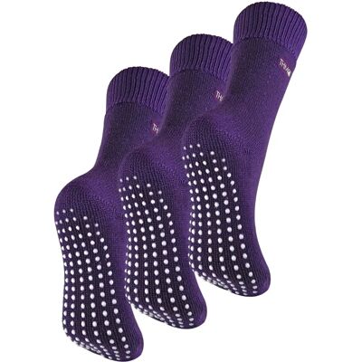 THMO Purple Thermal Fleece Slipper Socks - 3 Pairs - Women 4-8 THMO Purple Thermal Fleece Slipper Socks - 3 Pairs - Women 4-8