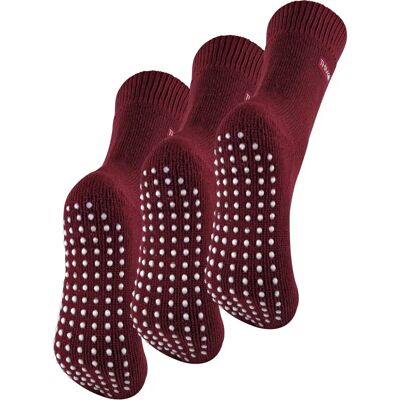 Thmo Fleece Slipper Socks - 3 Pairs Deep Fuchsia - Indoor Thermal Thmo Fleece Slipper Socks - 3 Pairs Deep Fuchsia - Indoor Thermal