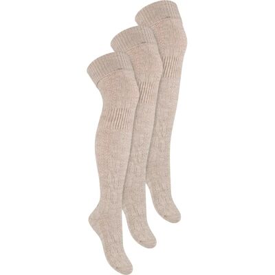 Steven Wool Socks - 3 Pairs Over The Knee - Beige Steven Wool Socks - 3 Pairs Over The Knee - Beige