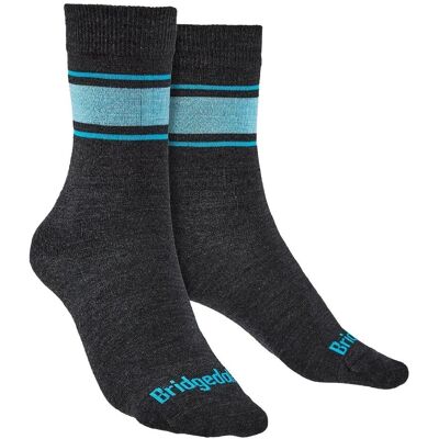 Bridgedale Damen Merino-Woll-Liner-Socken - Grau/Blau - Leistungs-Boots Bridgedale Damen Merino-Woll-Liner-Socken - Grau/Blau - Leistungs-Boots