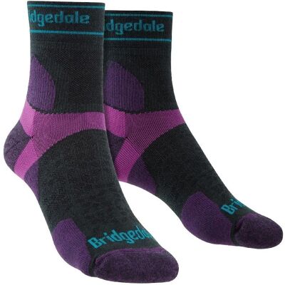 Bridgedale Womens Ultralight Merino Socks - Charcoal / Purple - T2 Sport 3/4 Crew Bridgedale Womens Ultralight Merino Socks - Charcoal / Purple - T2 Sport 3/4 Crew