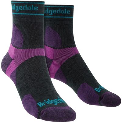 Bridgedale Womens Ultralight Merino Socks - Charcoal / Purple - Running Socks Bridgedale Womens Ultralight Merino Socks - Charcoal / Purple - Running Socks