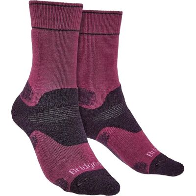 Bridgedale Women's Merino Wool Hiking Socks - Berry, Pink, Blue/Sky - Supportive, Moisture-Wicking, Durable Bridgedale Women's Merino Wool Hiking Socks - Berry, Pink, Blue/Sky - Supportive, Moisture-Wicking, Durable