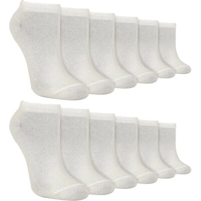 Sock Snob White Kids Breathable Bamboo Trainer Socks - 12 Pairs Sock Snob White Kids Breathable Bamboo Trainer Socks - 12 Pairs
