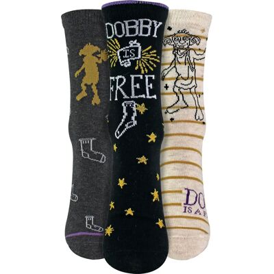Harry Potter Dobby Socks - 3 Pairs, Cotton Rich, One Size Harry Potter Dobby Socks - 3 Pairs, Cotton Rich, One Size