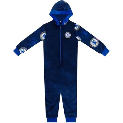 Chelsea FC Boys Pyjamas Navy Blue All-In-One Hooded Loungewear - Pyjamas Chelsea FC Boys Pyjamas Navy Blue All-In-One Hooded Loungewear - Pyjamas