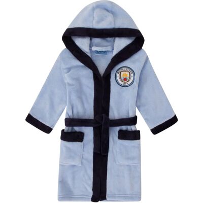 Manchester City Boys Hooded Fleece Dressing Gown - Kids Football Manchester City Boys Hooded Fleece Dressing Gown - Kids Football
