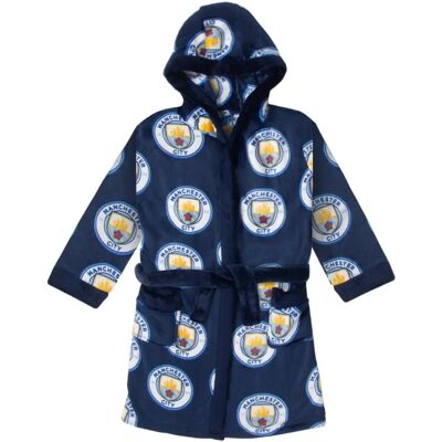 Manchester City FC Boys Hooded Fleece Dressing Gown - 13-14 Years Manchester City FC Boys Hooded Fleece Dressing Gown - 13-14 Years