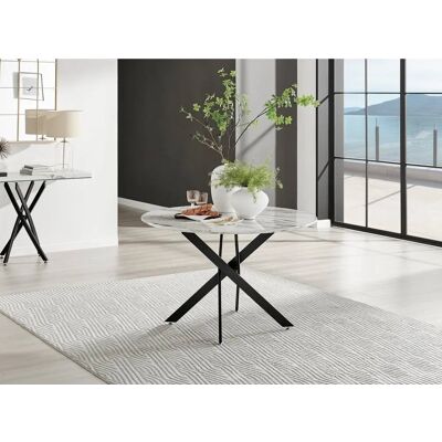 FurnitureboxUK Novara 120cm Round Dining Table with Black Metal Legs - Unisex FurnitureboxUK Novara 120cm Round Dining Table with Black Metal Legs - Unisex