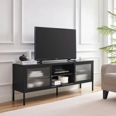 Furniturebox UK Kafe Black Metal TV Sideboard - Storage Cabinet - Modern Industrial Furniturebox UK Kafe Black Metal TV Sideboard - Storage Cabinet - Modern Industrial