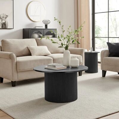 Furniturebox UK Penrose Black 80cm Round Wooden Pedestal Coffee Table - Coffee Table Furniturebox UK Penrose Black 80cm Round Wooden Pedestal Coffee Table - Coffee Table