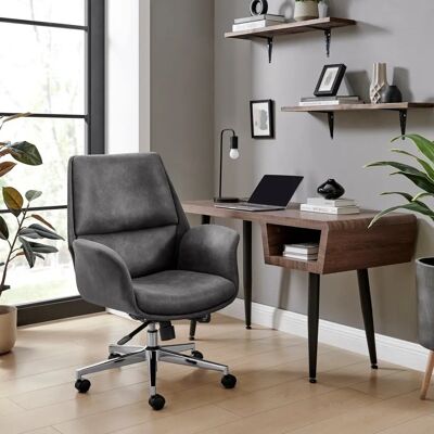 Furniturebox Uk Omni Luxury Black Faux Leather Office Chair - Modern Ergonomic Seat Furniturebox Uk Omni Luxury Black Faux Leather Office Chair - Modern Ergonomic Seat