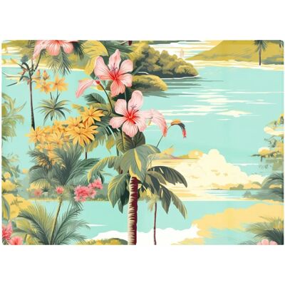 WRT Ltd - Palm Trees Hibiscus - Glass - 390x285mm - Chopping Board WRT Ltd - Palm Trees Hibiscus - Glass - 390x285mm - Chopping Board