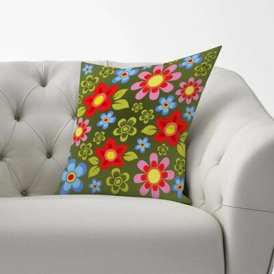 WRT Ltd - Red And Blue Flowers - 60x60 cm - Cushions WRT Ltd - Red And Blue Flowers - 60x60 cm - Cushions