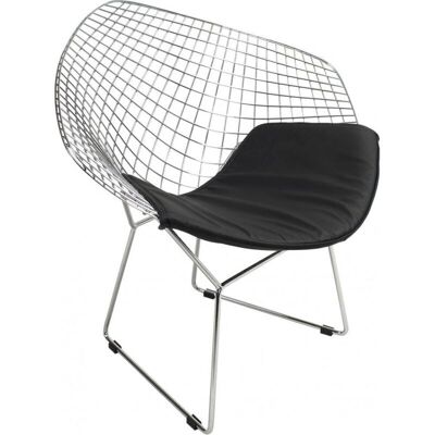 PRIVATEFLOOR Black Imitation Leather Steel Chair - Dining & Lounge - Chair PRIVATEFLOOR Black Imitation Leather Steel Chair - Dining & Lounge - Chair