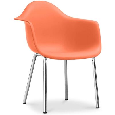 PRIVATEFLOOR Daxi Organic Scandinavian Dining Chair - Steel, PP - Orange - Dining Chair PRIVATEFLOOR Daxi Organic Scandinavian Dining Chair - Steel, PP - Orange - Dining Chair