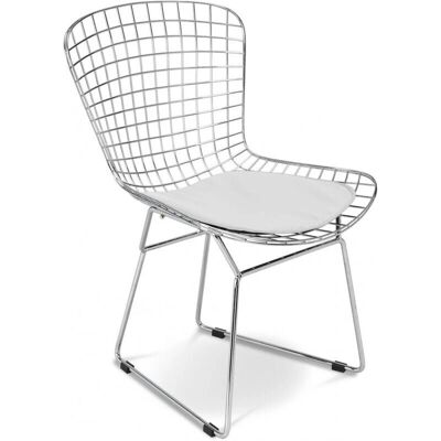 Silla de comedor de acero blanco diseño enrejado PRIVATEFLOOR Silla de comedor de acero blanco diseño enrejado PRIVATEFLOOR