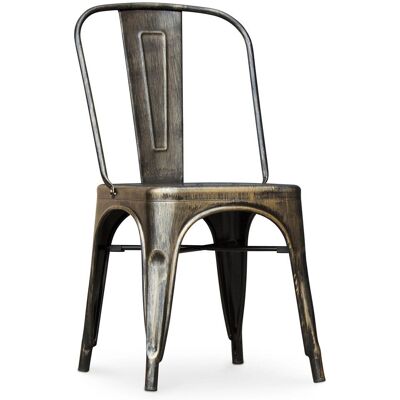 Sedia da pranzo in acciaio PRIVATEFLOOR - Stile industriale - Bronzo - 45x45x88 cm Sedia da pranzo in acciaio PRIVATEFLOOR - Stile industriale - Bronzo - 45x45x88 cm
