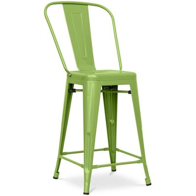 PRIVATEFLOOR Taburete de Bar Industrial Verde Claro - 60cm - Acero y Metal PRIVATEFLOOR Taburete de Bar Industrial Verde Claro - 60cm - Acero y Metal