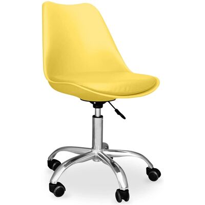 Privatefloor - Silla de Oficina - Tulip Amarillo - Acero, PP, Metal, Plástico, Nylon, Cuero Vegano Privatefloor - Silla de Oficina - Tulip Amarillo - Acero, PP, Metal, Plástico, Nylon, Cuero Vegano