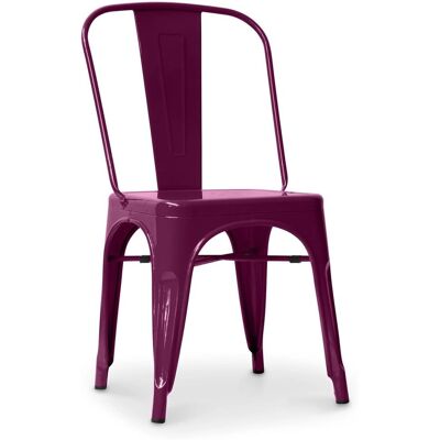 PRIVATEFLOOR Steel Industrial Dining Chair - Violet - Stylish & Durable PRIVATEFLOOR Steel Industrial Dining Chair - Violet - Stylish & Durable