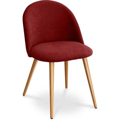 PRIVATEFLOOR Evelyne Rosso - Sedia da pranzo stile scandinavo - Tessuto, Legno, Metallo PRIVATEFLOOR Evelyne Rosso - Sedia da pranzo stile scandinavo - Tessuto, Legno, Metallo