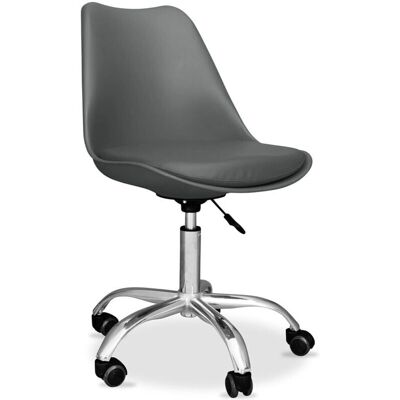 PRIVATEFLOOR Silla de Oficina Giratoria - Gris Tulip - Acero, PP, Nylon - 56x56cm PRIVATEFLOOR Silla de Oficina Giratoria - Gris Tulip - Acero, PP, Nylon - 56x56cm