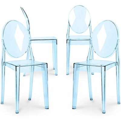 Privatefloor Victoria Queen Blue Transparent Modern Dining Chair Privatefloor Victoria Queen Blue Transparent Modern Dining Chair