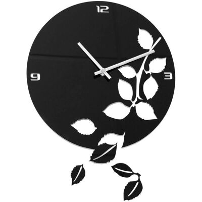 PRIVATEFLOOR - Wanduhr Foglie Nero - Acryl - Schwarz - Wanduhr PRIVATEFLOOR - Wanduhr Foglie Nero - Acryl - Schwarz - Wanduhr