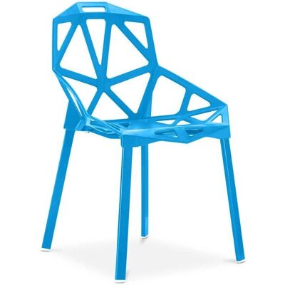 PRIVATEFLOOR Blue Hit Dining Chair - Modern Metal & PP - 55x56.5x81cm PRIVATEFLOOR Blue Hit Dining Chair - Modern Metal & PP - 55x56.5x81cm