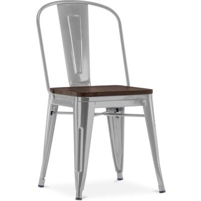 Silla de comedor PRIVATEFLOOR Stylix - Madera y acero industrial - Gris claro Silla de comedor PRIVATEFLOOR Stylix - Madera y acero industrial - Gris claro