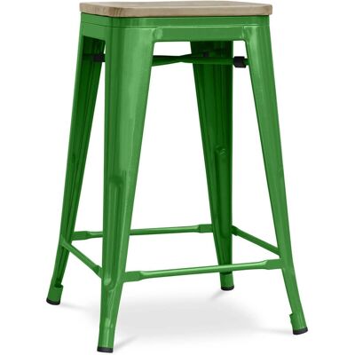 PRIVATEFLOOR Industrieller Barhocker - Holz Stahl 61cm - Grün PRIVATEFLOOR Industrieller Barhocker - Holz Stahl 61cm - Grün