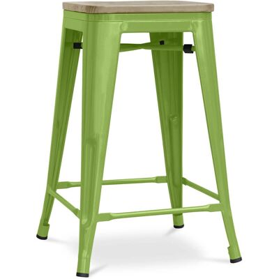 PRIVATEFLOOR Taburete de Bar de Madera y Acero - 61cm - Stylix Verde claro - Cocina, Bar PRIVATEFLOOR Taburete de Bar de Madera y Acero - 61cm - Stylix Verde claro - Cocina, Bar