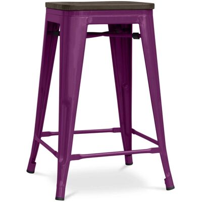 PRIVATEFLOOR - Taburete de Bar Industrial - Madera y Acero - 60cm PRIVATEFLOOR - Taburete de Bar Industrial - Madera y Acero - 60cm
