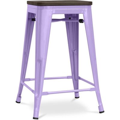 PRIVATEFLOOR Sgabello da Bar Industriale - Legno & Acciaio - 60cm - Viola Pastello PRIVATEFLOOR Sgabello da Bar Industriale - Legno & Acciaio - 60cm - Viola Pastello