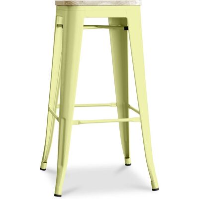 PRIVATEFLOOR - Bar Stool - Industrial Design - Steel & Wood - 76cm - Stylix Pastel yellow PRIVATEFLOOR - Bar Stool - Industrial Design - Steel & Wood - 76cm - Stylix Pastel yellow