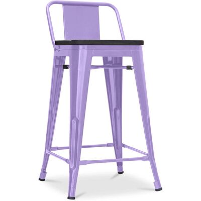 PRIVATEFLOOR Wooden Bar Stool with Backrest - 60cm - Pastel Purple - Industrial Style PRIVATEFLOOR Wooden Bar Stool with Backrest - 60cm - Pastel Purple - Industrial Style