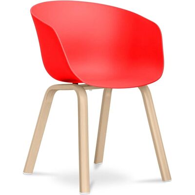 Silla Privatefloor Maylis Rojo Estilo Escandinavo - Asiento en PP Mate - Patas de Metal con Efecto Madera Silla Privatefloor Maylis Rojo Estilo Escandinavo - Asiento en PP Mate - Patas de Metal con Efecto Madera