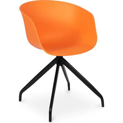 PRIVATEFLOOR Office Chair - Black Design with Armrests - Jodie - Joan Orange - Metal, pp PRIVATEFLOOR Office Chair - Black Design with Armrests - Jodie - Joan Orange - Metal, pp