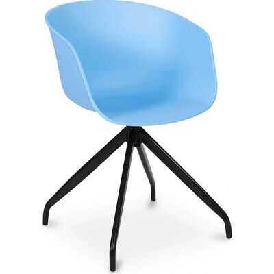 PRIVATEFLOOR Office Chair - Jodie Blue - Ergonomic, Padded, Metal Legs PRIVATEFLOOR Office Chair - Jodie Blue - Ergonomic, Padded, Metal Legs