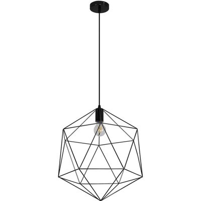 PRIVATEFLOOR Lámpara Colgante Vintage - Cable Ajustable - Metal - Negro PRIVATEFLOOR Lámpara Colgante Vintage - Cable Ajustable - Metal - Negro