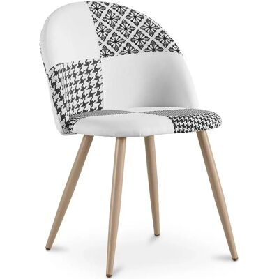 Silla de Comedor en Patchwork Blanco y Negro - Estilo Escandinavo Silla de Comedor en Patchwork Blanco y Negro - Estilo Escandinavo